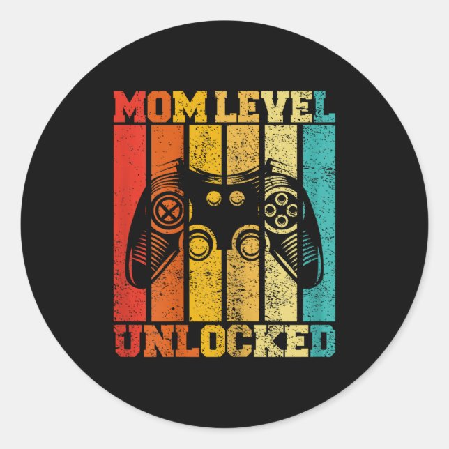 Adesivo Funny New Mom Level Unlocked Gaming Pregnancy Anno (Frente)