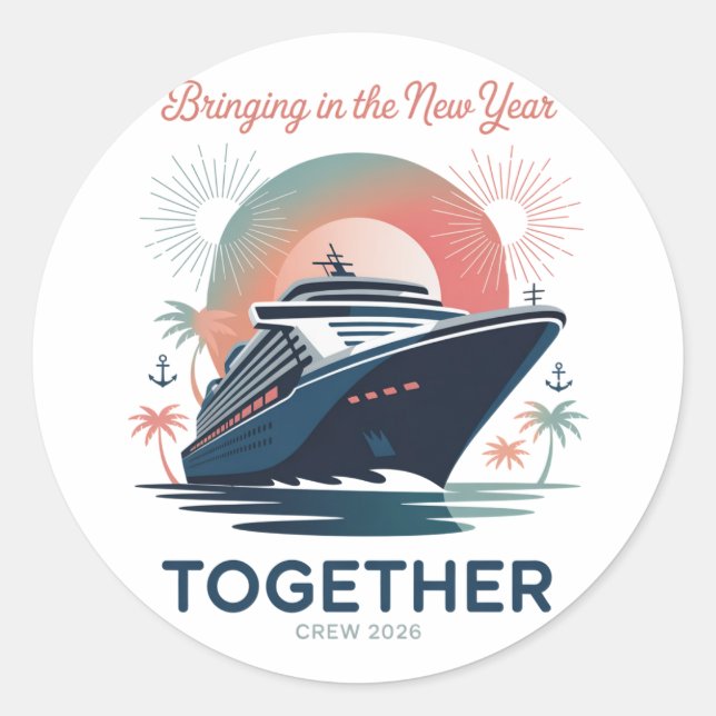 Adesivo Funny New Year Crew Saying 2026 Friends (Frente)