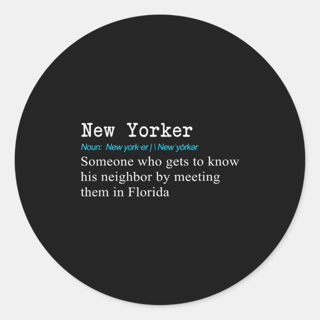 Adesivo Funny New Yorker Dictionary Definition Gif  (Frente)