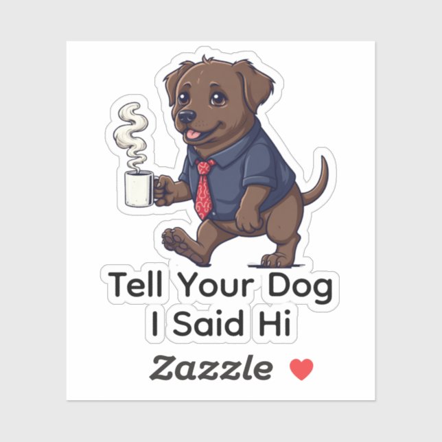 Adesivo Funny Newfoundland Dog Business Suit Coffee  (Folha)