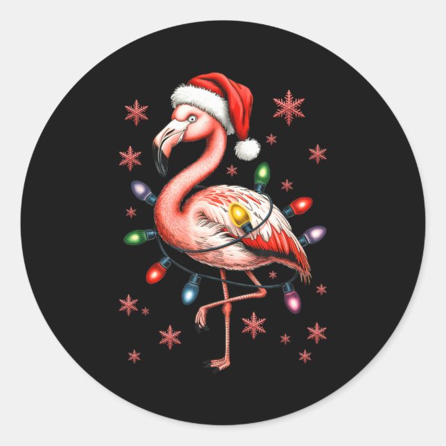 Adesivo Funny Nk Flamingo Christmas Tree Lights Xmas Snowf (Frente)