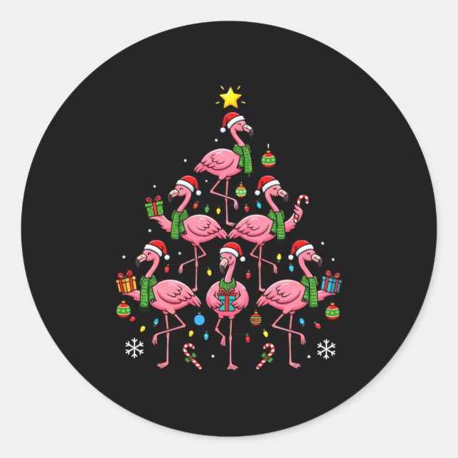 Adesivo Funny Nk Flamingo Christmas Tree Santa Hats Holida (Frente)