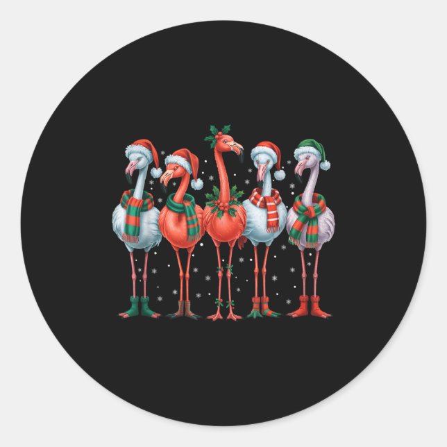 Adesivo Funny Nk Flamingos Merry Christmas Tree Xmas Snowf (Frente)