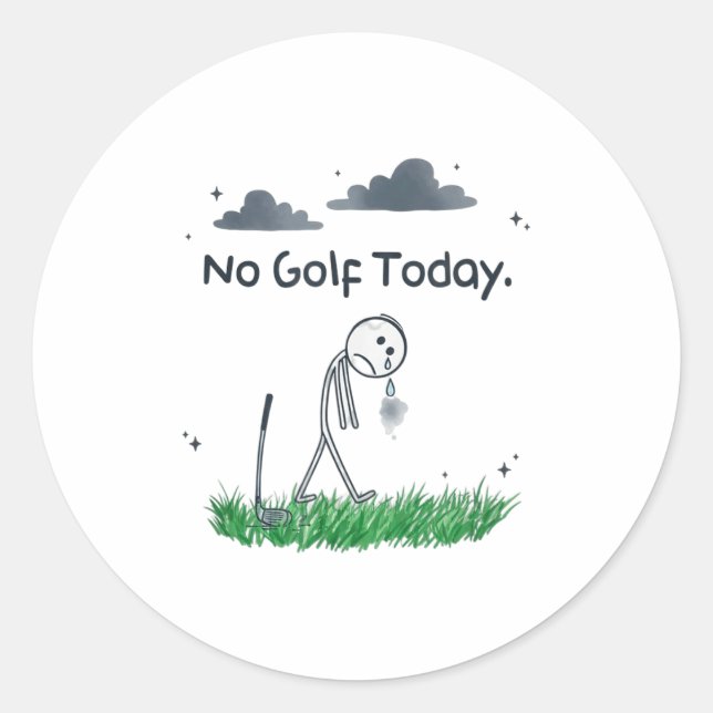 Adesivo Funny No Golf Today Sad Stickman Golfer Golfers Me (Frente)