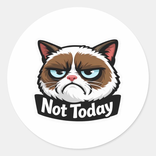 Adesivo  Funny "Not Today" Grumpy Cat Face Sticker (Frente)