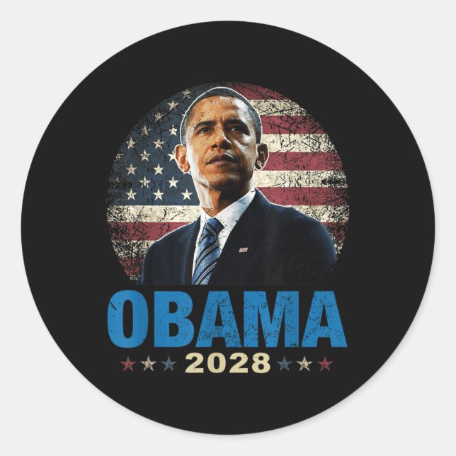 Adesivo Funny Obama 2028 Us Flag (Frente)