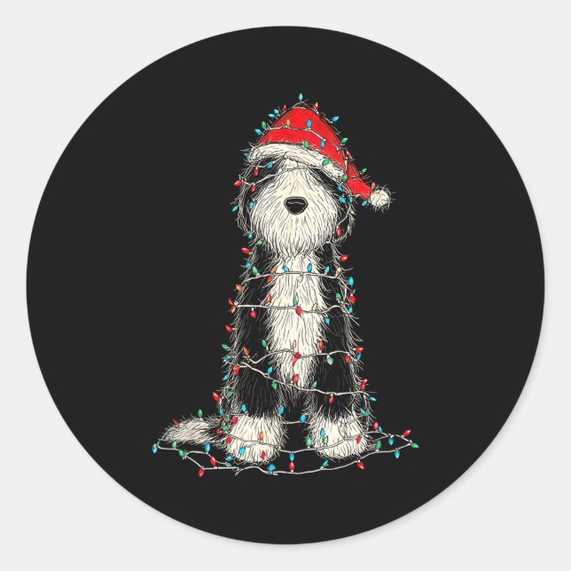 Adesivo Funny Old English Sheepdog Christmas Graphics Dog  (Frente)