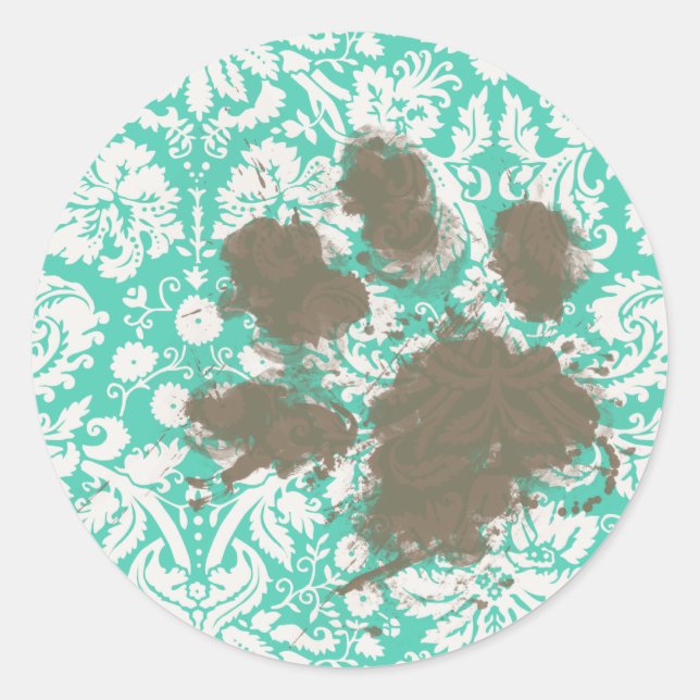Adesivo Funny Pet Owner Seafoam Green Damask (Frente)