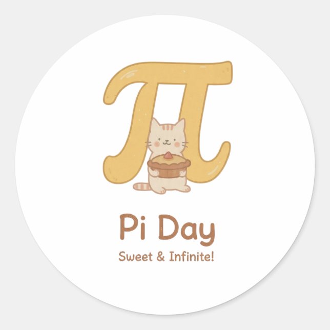 Adesivo Funny Pi Day Animal with Pie – Math Lover Gift (Frente)