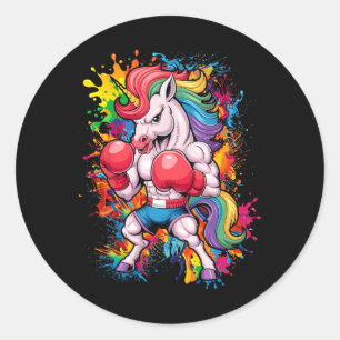 Adesivo Funny Pink Unicorn Com Luvas In A Box