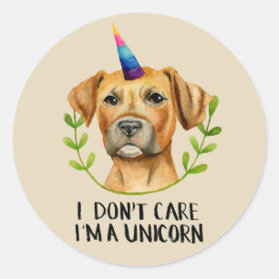 Adesivo Funny Pit Bull Dog Unicorn