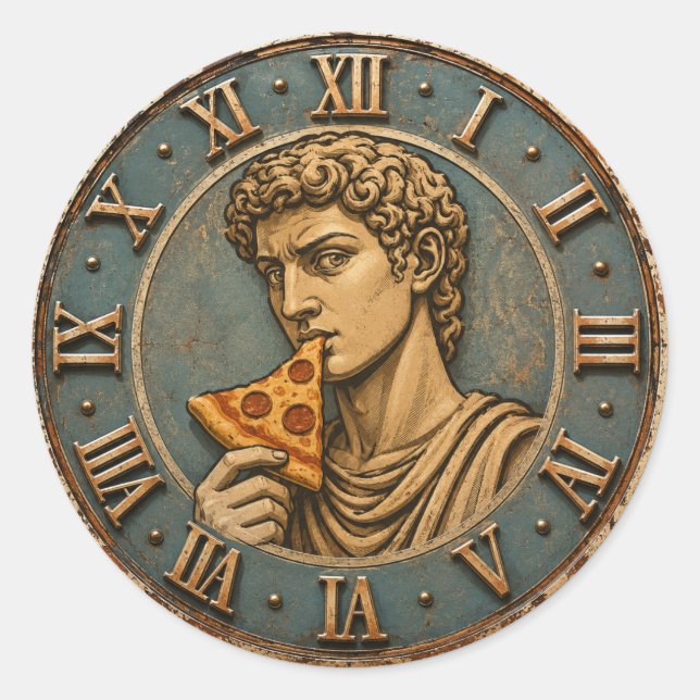 Adesivo Funny Pizza David Renaissance Art Parody Kitchen  (Frente)