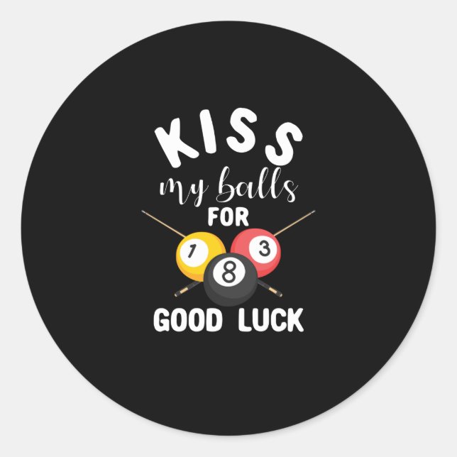 Adesivo Funny Pool Player Billiards 8-Ball Kiss My Balls (Frente)
