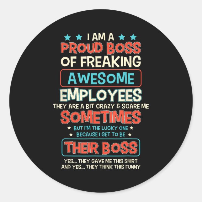 Adesivo Funny Proud Boss Employee Appreciation Office Men  (Frente)