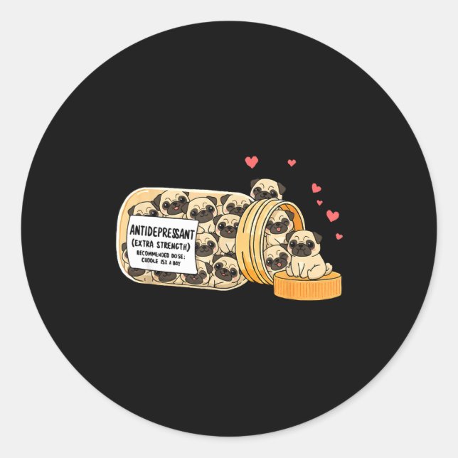 Adesivo Funny Pug Anti Depressant Mom Dad Kids  (Frente)