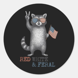 Adesivo Funny Raccoon 4 De Julho Patriótico Vermelho Verme