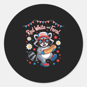 Adesivo Funny Raccoon 4 De Julho Patriótico Vermelho Verme