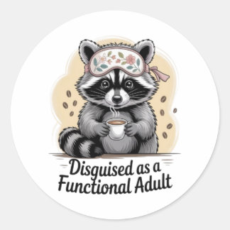 Adesivo Funny Raccoon Coffee Sticker Functional Adult Deca