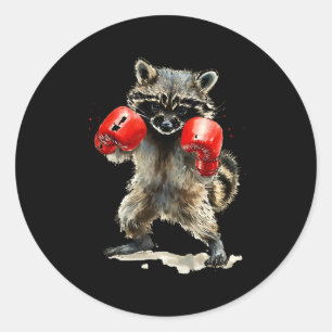 Adesivo Funny Raccoon Costume Esporte Boxando Luvas Amante