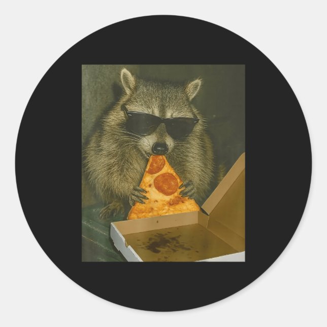 Adesivo Funny Raccoon Eating Zza Animal Meme Raccoon  (Frente)