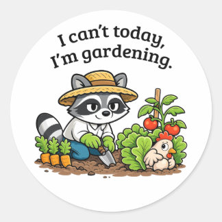 Adesivo Funny Raccoon Gardening – I Can’t Today I’m Garden