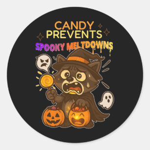 Adesivo Funny Raccoon Halloween Candy Meldown Para Criança