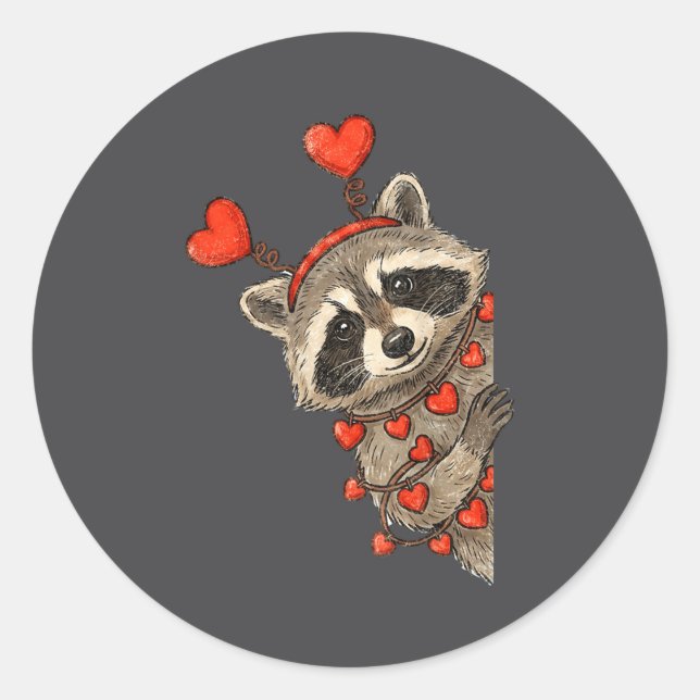 Adesivo Funny Raccoon Heart Valentine Animal Raccoon Lover (Frente)