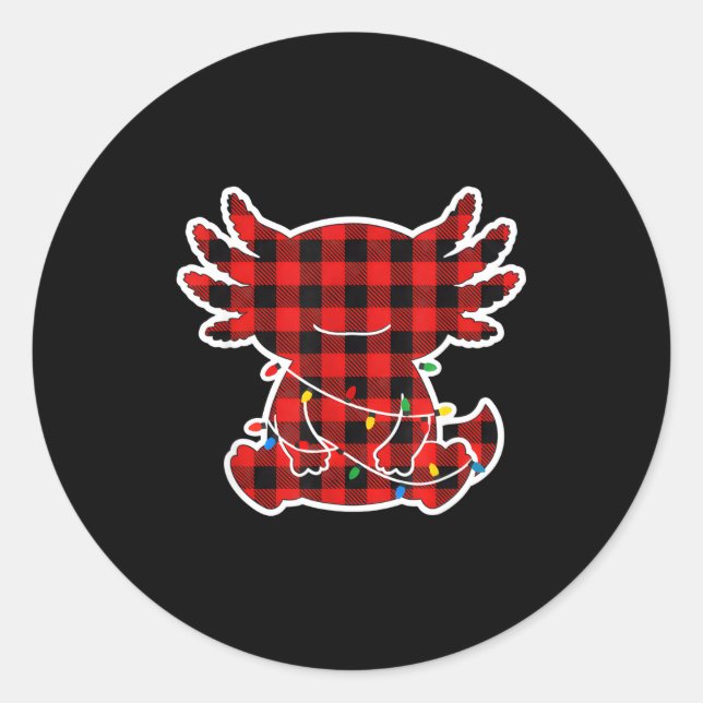 Adesivo Funny Red And Black Buffalo Plaid Axolotl Christma (Frente)