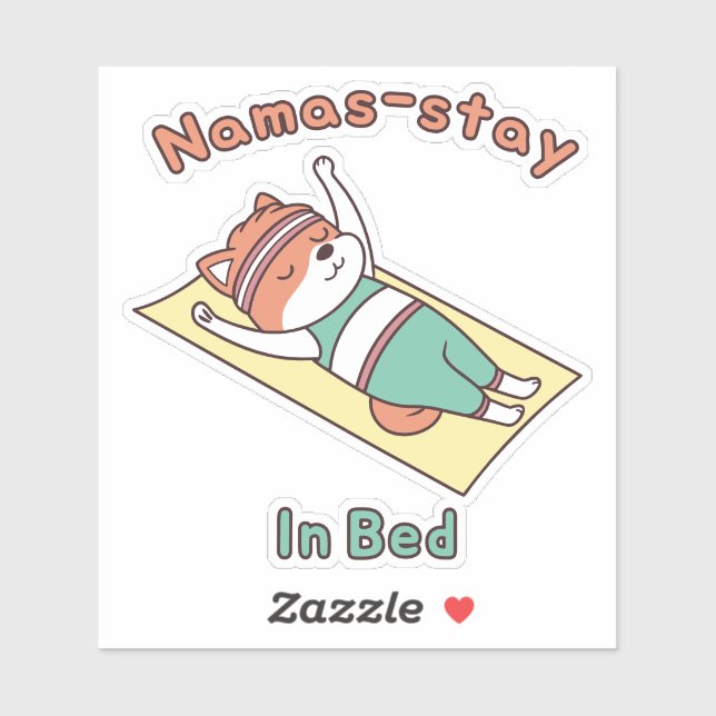Adesivo Funny Red Panda Namas-stay In Bed Yoga Pun Sticker (Folha)