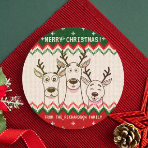 Adesivo Funny Reindeer Família de Natal Personalizada