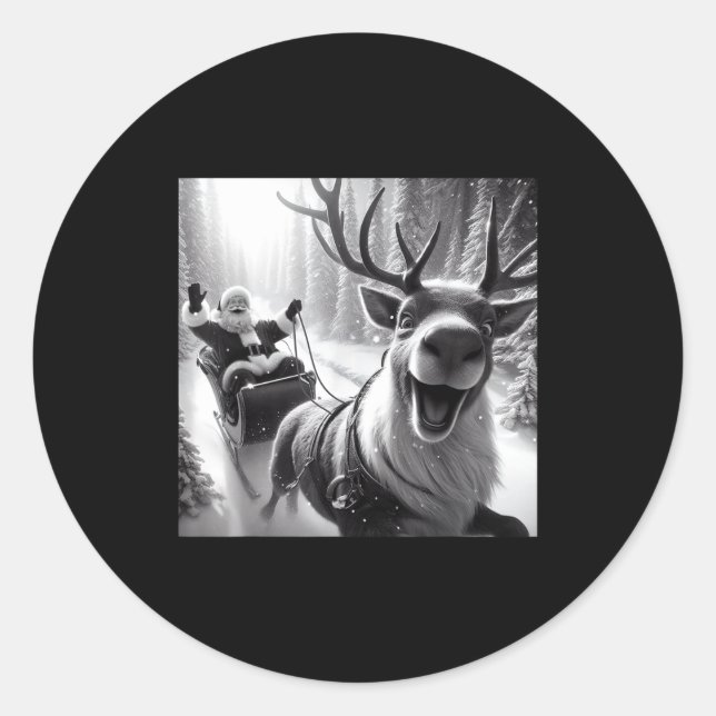 Adesivo Funny Reindeer Selfie Santa Christmas Shirts Men W (Frente)