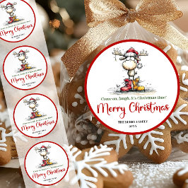 Adesivo Funny reindeer sticker whimsical red green cartoon