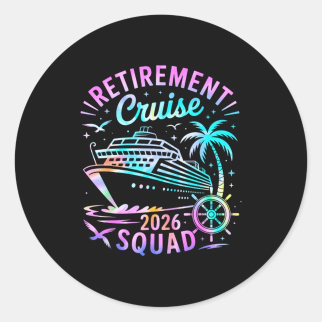 Adesivo Funny Retirement Cruise 2026 Squad Tie Dye Retired (Frente)