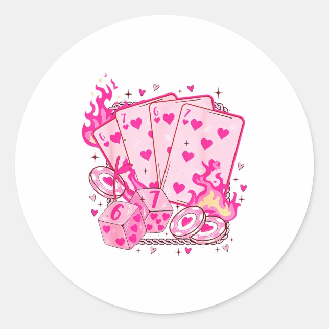 Adesivo Funny Retro 6 7 Valentine Love Hearts Playing Card (Frente)
