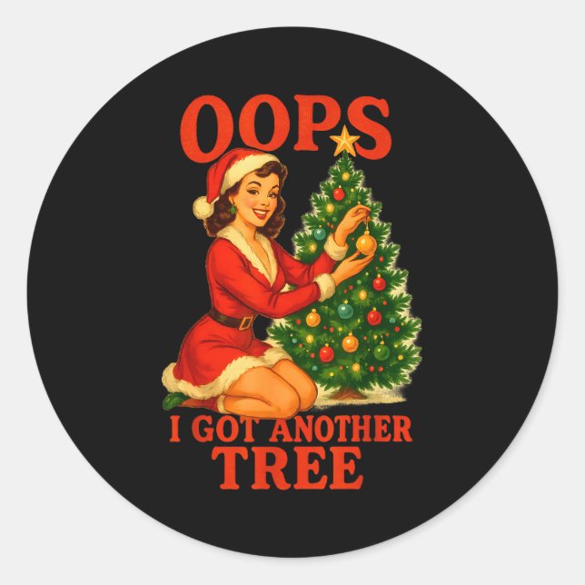 Adesivo Funny Retro Christmas Oops I Got Another Tree  (Frente)