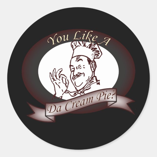 Adesivo Funny Retro Francês Chef Suja Cream Pie (Frente)