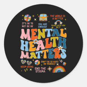 Adesivo Funny Retro Grooved Colorful Mental Health S Aware