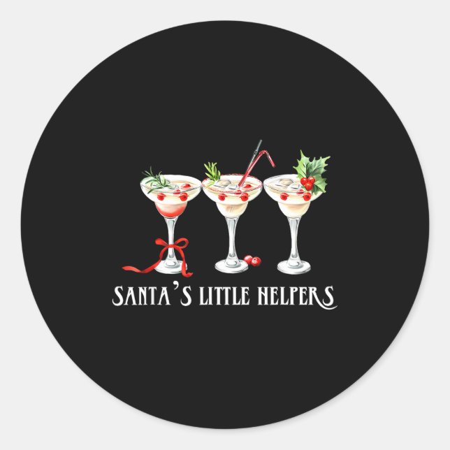 Adesivo Funny Retro Santa's Little Helper Martini Merry Ch (Frente)