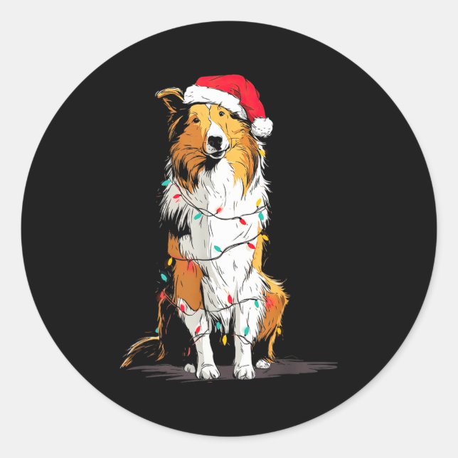 Adesivo Funny Rough Collie Christmas Graphics Dog Lights L (Frente)