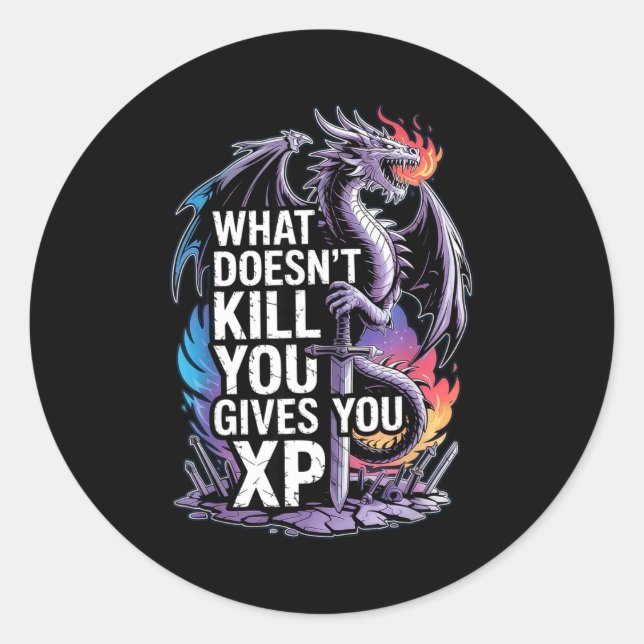 Adesivo Funny Rpg What Doesn’t Kill You Gives You Xp Quote (Frente)