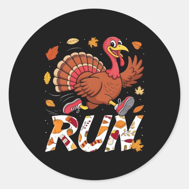 Adesivo Funny Run Running 5k Race Turkey Trot Thanksgiving (Frente)