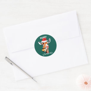 Adesivo Funny Safari animais Giraffe Papais noeis Xmas
