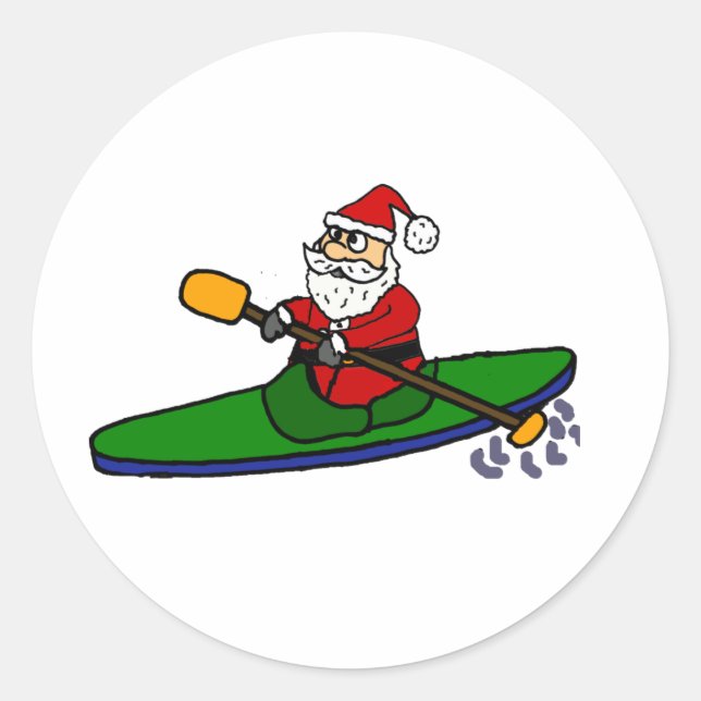 Adesivo Funny Santa Claus Kayaking Christmas Cartoon (Frente)