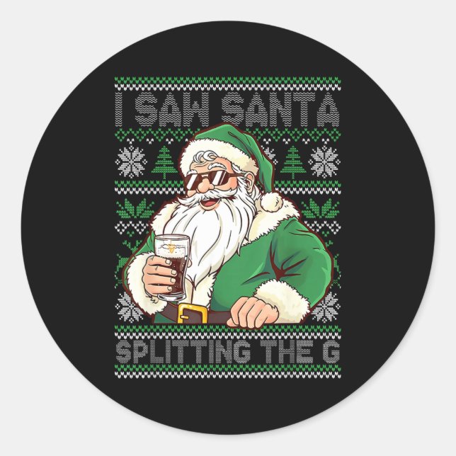 Adesivo Funny Santa Drinking Beer Splitting G Christmas Ad (Frente)
