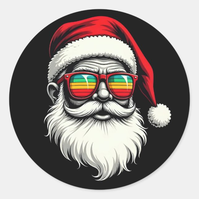 Adesivo Funny Santa Face Retro Sunglasses Christmas  (Frente)