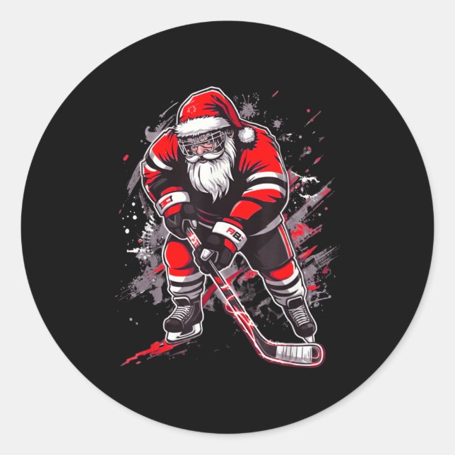 Adesivo Funny Santa Hockey Christmas Retro Winter Player X (Frente)