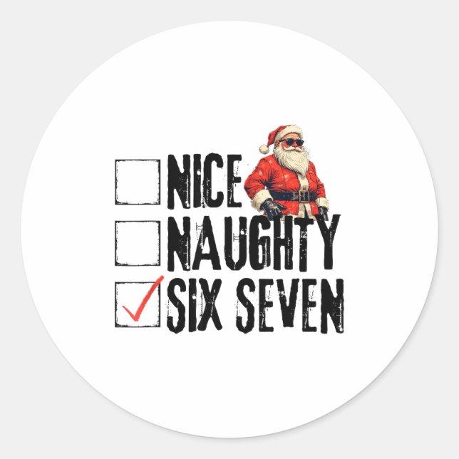 Adesivo Funny Santa Nice Naughty Six Seven Meme 67 Christm (Frente)