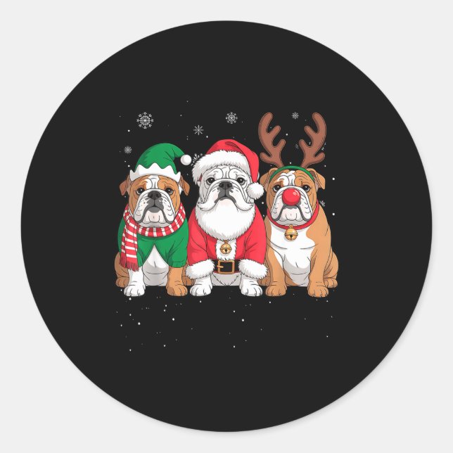 Adesivo Funny Santa Reindeer English Bulldog Dog Women Men (Frente)