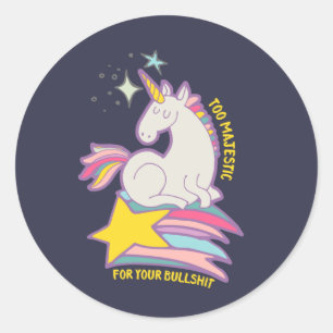 Adesivo Funny Sarcastic Unicorn Demasiado Majestoso Para A