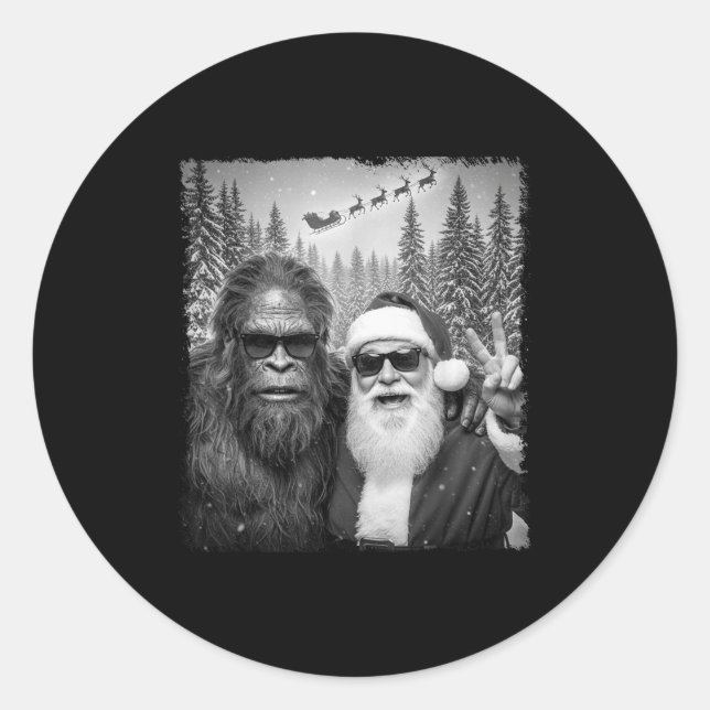 Adesivo Funny Sasquatch Meme Cool Selfie With Santa Christ (Frente)